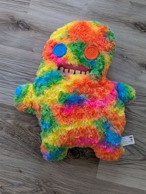 FUGGLER BIGG FUGG Plush XL 18” Rainbow Monster Sir Splodge A Lot Teeth Jumbo EUC